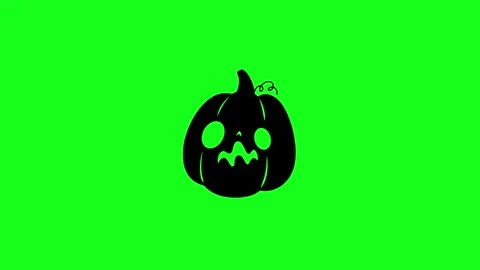 Spooky Pumpkin Face Animation on Green Screen Chroma Key Background in 4K Stock Footage 340425588