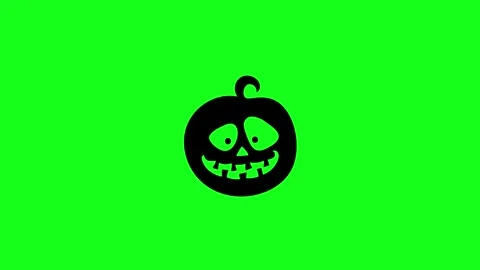 Spooky Pumpkin Face Animation on Green Screen Chroma Key Background in 4K Stock Footage 340425592