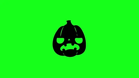 Spooky Pumpkin Face Animation on Green Screen Chroma Key Background in 4K Stock Footage 340425593