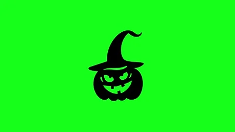 Spooky Pumpkin Face Animation on Green Screen Chroma Key Background in 4K Stock Footage 340425598
