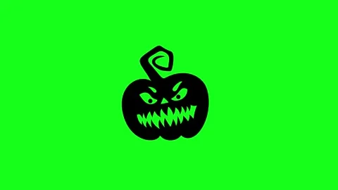 Spooky Pumpkin Face Animation on Green Screen Chroma Key Background in 4K Stock Footage 340425601