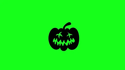 Spooky Pumpkin Face Animation on Green Screen Chroma Key Background in 4K Stock Footage 340425604