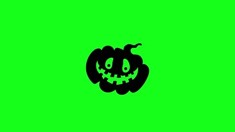 Spooky Pumpkin Face Animation on Green Screen Chroma Key Background in 4K Stock Footage 340425605