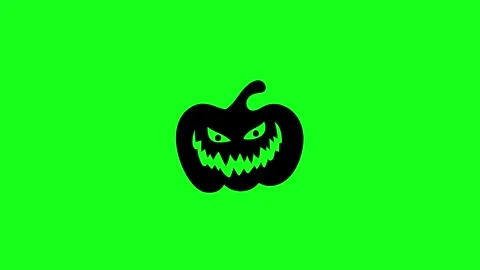 Spooky Pumpkin Face Animation on Green Screen Chroma Key Background in 4K Stock Footage 340425610