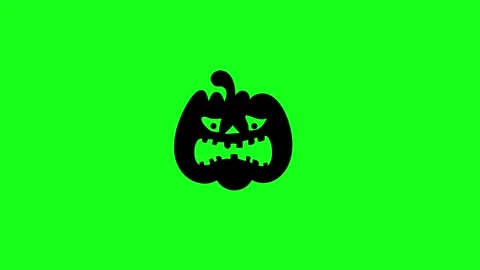 Spooky Pumpkin Face Animation on Green Screen Chroma Key Background in 4K Stock Footage 340425614
