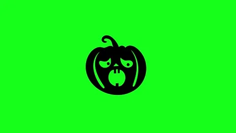 Spooky Pumpkin Face Animation on Green Screen Chroma Key Background in 4K Stock Footage 340425615