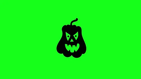 Spooky Pumpkin Face Animation on Green Screen Chroma Key Background in 4K Stock Footage 340425618