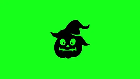 Spooky Pumpkin Face Animation on Green Screen Chroma Key Background in 4K Vídeos de archivo 340425621