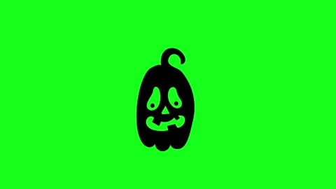Spooky Pumpkin Face Animation on Green Screen Chroma Key Background in 4K Stock Footage 340425625