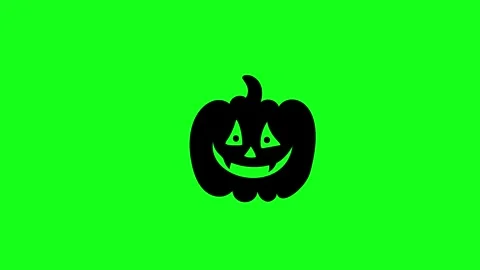 Spooky Pumpkin Face Animation on Green Screen Chroma Key Background in 4K Stock Footage 340425626