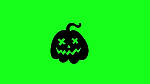 Spooky Pumpkin Face Animation on Green Screen Chroma Key Background in 4K Stock Footage 340425630