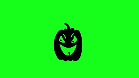 Spooky Pumpkin Face Animation on Green Screen Chroma Key Background in 4K Stock Footage 340425632