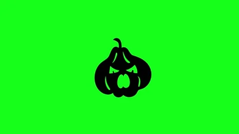 Spooky Pumpkin Face Animation on Green Screen Chroma Key Background in 4K Stock Footage 340425633