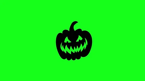 Spooky Pumpkin Face Animation on Green Screen Chroma Key Background in 4K Stock Footage 340425634
