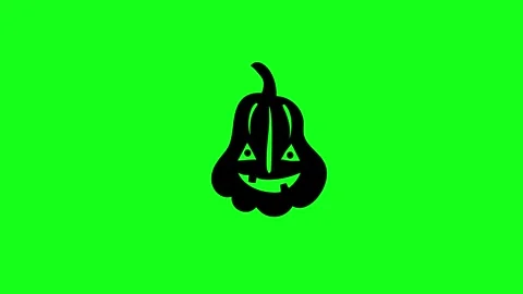 Spooky Pumpkin Face Animation on Green Screen Chroma Key Background in 4K Stock Footage 340425635