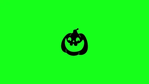 Spooky Pumpkin Face Animation on Green Screen Chroma Key Background in 4K Stock Footage 340425636