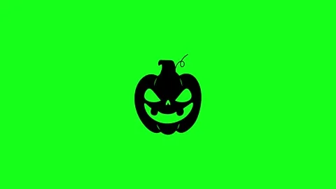 Spooky Pumpkin Face Animation on Green Screen Chroma Key Background in 4K Stock Footage 340425641