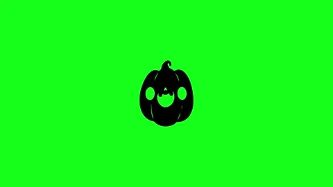 Spooky Pumpkin Face Animation on Green Screen Chroma Key Background in 4K Stock Footage 340425642