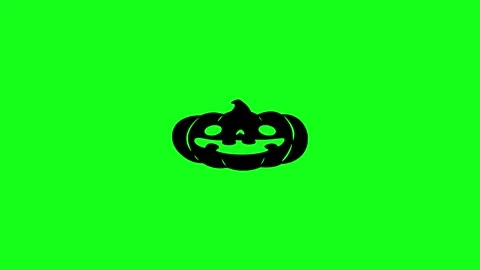 Spooky Pumpkin Face Animation on Green Screen Chroma Key Background in 4K Stock Footage 340425643
