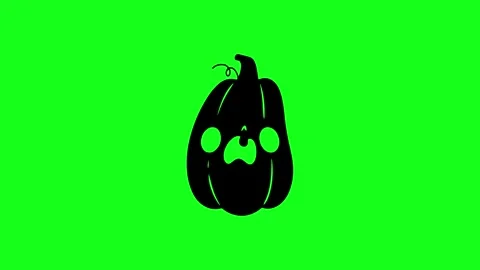 Spooky Pumpkin Face Animation on Green Screen Chroma Key Background in 4K Stock Footage 340425648