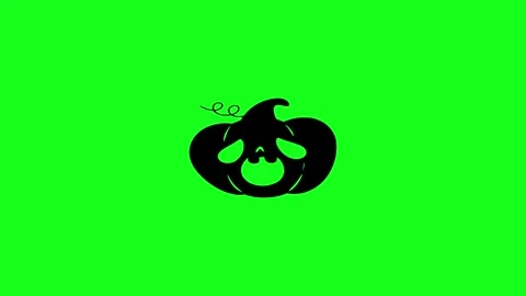 Spooky Pumpkin Face Animation on Green Screen Chroma Key Background in 4K Stock Footage 340425650