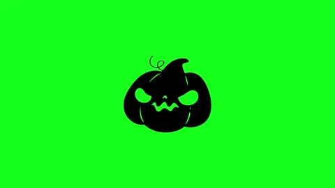 Spooky Pumpkin Face Animation on Green Screen Chroma Key Background in 4K Stock Footage 340425652