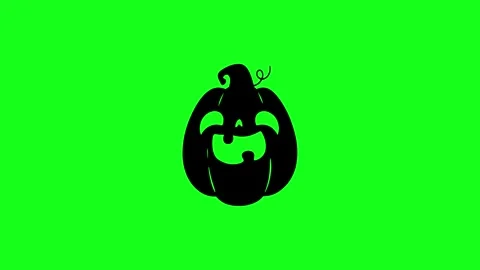 Spooky Pumpkin Face Animation on Green Screen Chroma Key Background in 4K Stock Footage 340425655