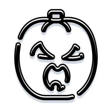 Spooky pumpkin icon with a frustrated expression Stock Illustration