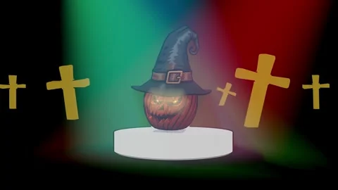 Spooky pumpkin lantern Halloween night able to loop endless Stock Footage 314633460