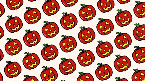 Spooky pumpkin seamless pattern looping animation Video stock 339294159