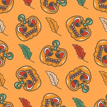 Spooky pumpkin seamless pattern vector illustration Illustrazione stock