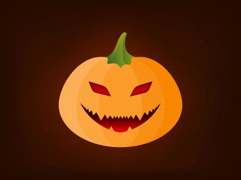 Spooky pumpkin smiling expression on Halloween night Stock Illustration
