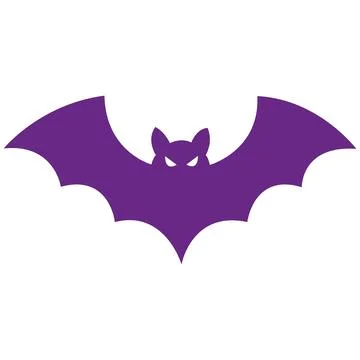 Spooky purple flying bat flat halloween icon Ilustração Stock