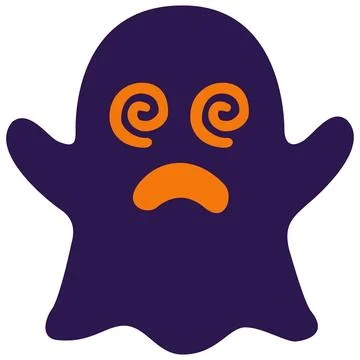 Spooky purple ghost icon with hypnotic spiral eyes Stock Illustration