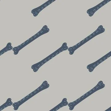 Spooky seamless pattern in minimalistic style with simple bones shapes. Light Stock Illustration