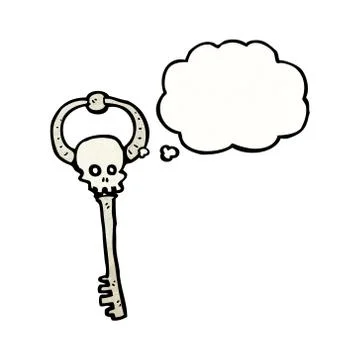 Spooky skeleton key cartoon Stock Illustration