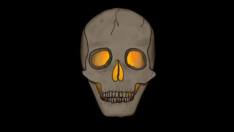 Spooky Skull Animation with flickering light inside - Loop / looping is possible Stock-Footage 118525107