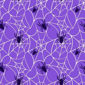 A Spooky Spider and Web Pattern That is Perfect for Halloween Themed Home Decor Stock Illustration
