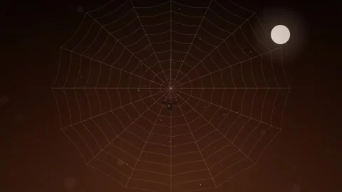 Spooky Spider Web with Full Moon and Dust Particles Halloween Animation Видео 347966913