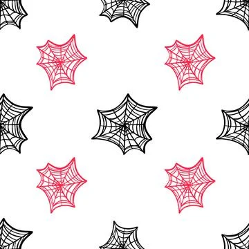 Spooky spider webs halloween vector repeat pattern Stock Illustration