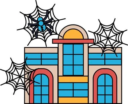 Spooky spiders dangle from intricate webs Stock Illustration