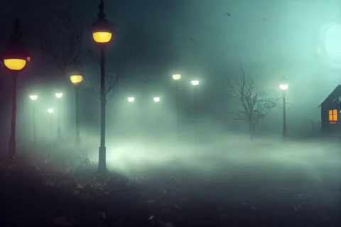 Spooky street lights Stock Illustration