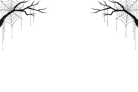 Spooky tree branch with spider web corner frame vector Stock Illustration