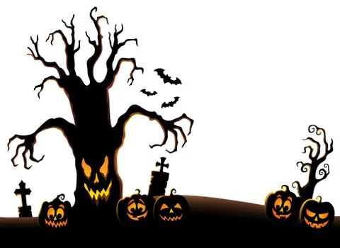 Spooky tree silhouette topic image 스톡 일러스트