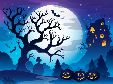Spooky tree theme image - illustration. 스톡 일러스트