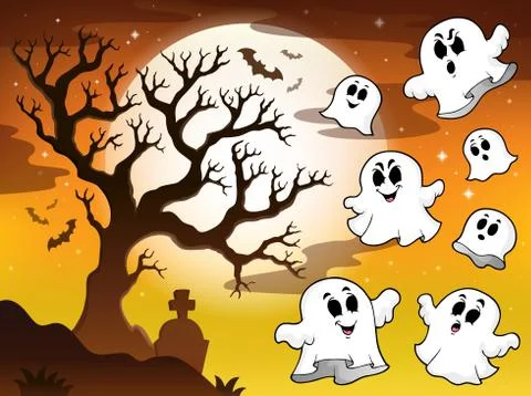 Spooky tree topic image - illustration. Stock Illustration