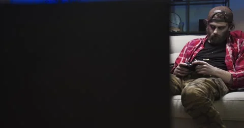 Spooky walking deads sitting on sofa in the house at Halloween party. Terrifying Stock Footage 134947895