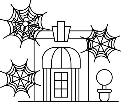 Spooky webbed spider silhouettes hang in eerie Halloween style Illustrazione stock