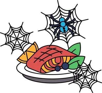 Spooky webs frame a mysterious wrapped item Stock Illustration