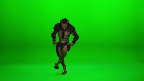 Spooky Werewolf Performance on Chroma Key Stock Footage 319005376